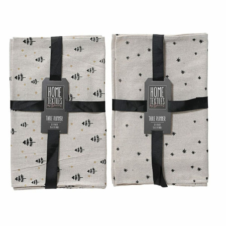 chemin de table lifetime noir gris clair imprime noel 32 x 150 cm