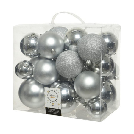 boules de noel decoris argente brillant 26 pieces