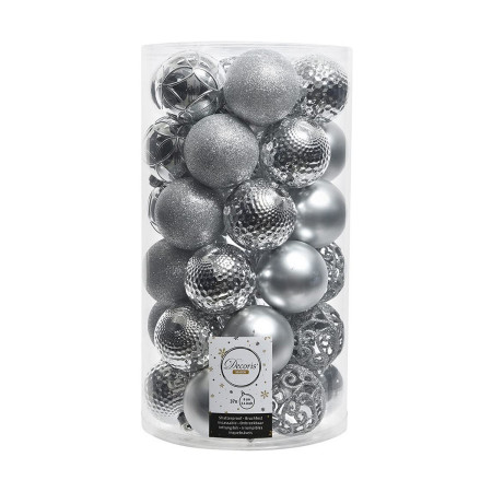 boules de noel decoris 37 pieces argente argent o 6 cm