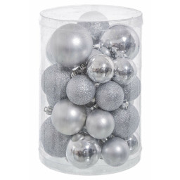 boules de noel argente plastique paillettes 125 x 125 x 27 cm 27 unites