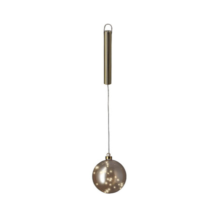 boule de noel lumineo dore verre o 14 cm a accrocher microled
