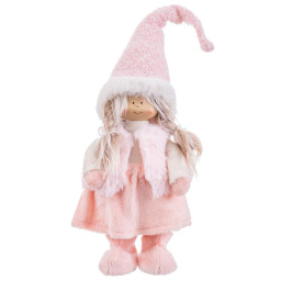 decorations de noel rose metal polyresine polyfoam tissu fille 19 x 10 x 51 cm