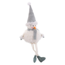 decorations de noel blanc gris bois foam tissu bonhomme de neige 11 x 10 x 45 cm