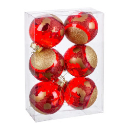 boules de noel rouge plastique 8 cm 6 unites