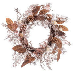 couronne de noel cuivre rotin plastique ananas 55 cm