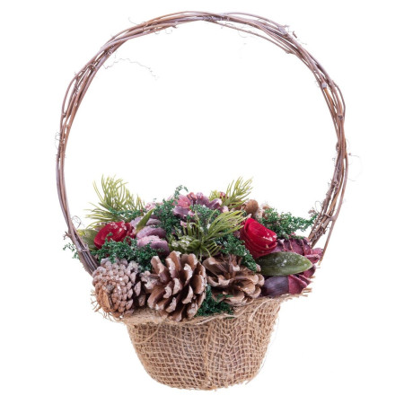 decorations de noel rouge multicouleur rotin plastique foam ananas panier 21 x 21 x 30 cm
