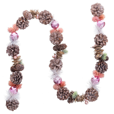 guirlande de noel blanc rose plastique foam ananas 150 cm