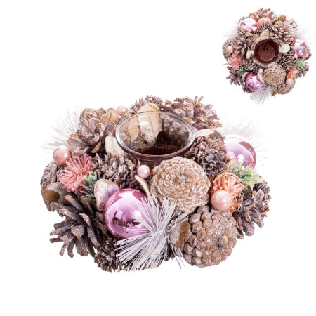 bougeoirs de noel blanc rose plastique foam ananas 19 x 19 x 9 cm
