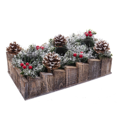 bougeoirs de noel blanc rouge vert naturel bois verre plastique 30 x 15 cm