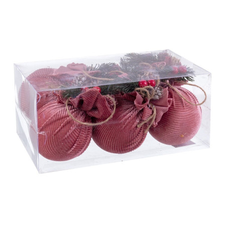 boules de noel multicouleur rose velours cotele foam 6 x 6 x 6 cm 6 unites
