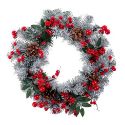 couronne de noel rouge multicouleur plastique foam ananas 40 x 40 cm