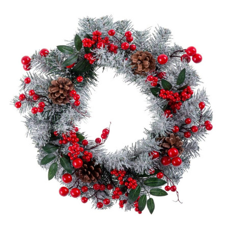 couronne de noel rouge multicouleur plastique foam ananas 40 x 40 cm