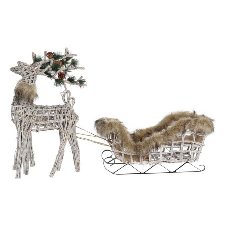 decorations de noel dkd home decor renne blanc marron osier 58 x 30 x 30 cm 3 pieces