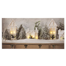 cadre noel multicouleur bois toile 60 x 30 x 18 cm