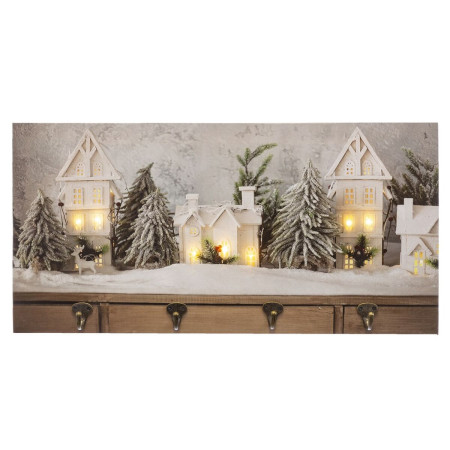 cadre noel multicouleur bois toile 60 x 30 x 18 cm