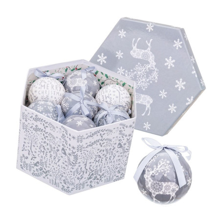 boules de noel argente argent papier polyfoam cerf 75 x 75 x 75 cm 14 unites