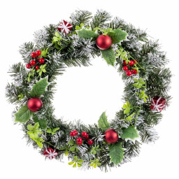 couronne de noel rouge multicouleur plastique 40 cm