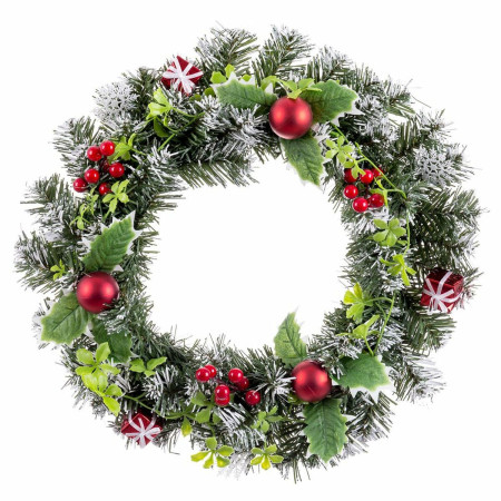 couronne de noel rouge multicouleur plastique 40 cm