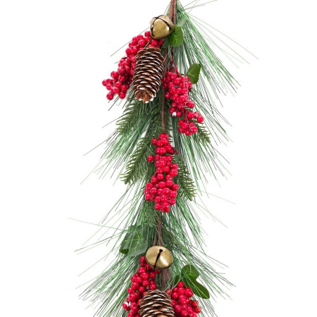 guirlande de noel rouge vert plastique ananas 140 cm