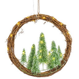 couronne de noel marron vert plastique 46 x 10 x 46 cm