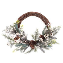 couronne de noel multicouleur naturel rotin plastique 50 cm
