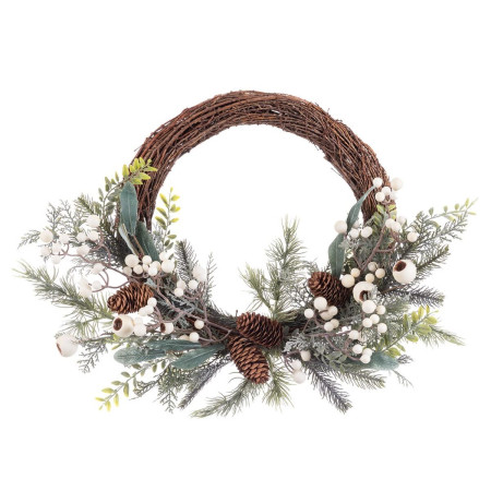 couronne de noel multicouleur naturel rotin plastique 50 cm