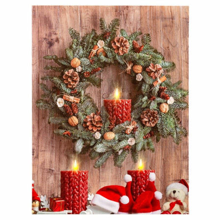 cadre noel multicouleur bois toile 30 x 40 x 18 cm