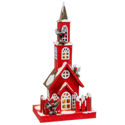 decorations de noel rouge bois maison 17 x 18 x 56 cm