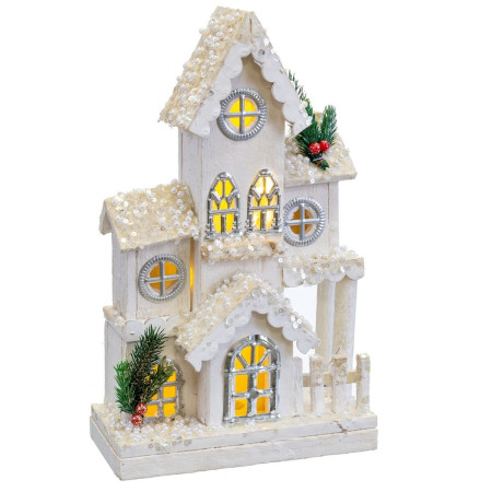 decorations de noel blanc bois maison 24 x 11 x 39 cm