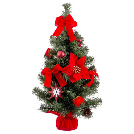 decorations de noel rouge vert plastique tissu sapin de noel 60 cm