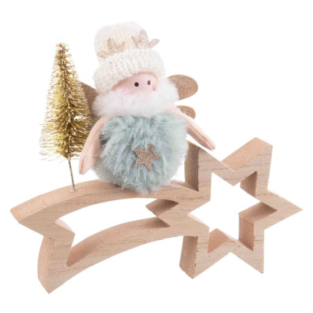 decorations de noel multicouleur naturel bois tissu 18 x 6 x 16 cm