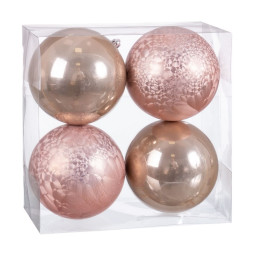 boules de noel beige plastique 10 x 10 x 10 cm 4 unites