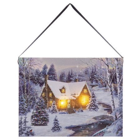 cadre noel multicouleur bois toile 20 x 15 x 18 cm