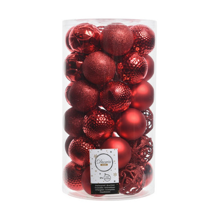 boules de noel decoris 37 pieces rouge o 6 cm