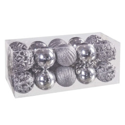 boules de noel argente plastique 5 x 5 x 5 cm 20 unites