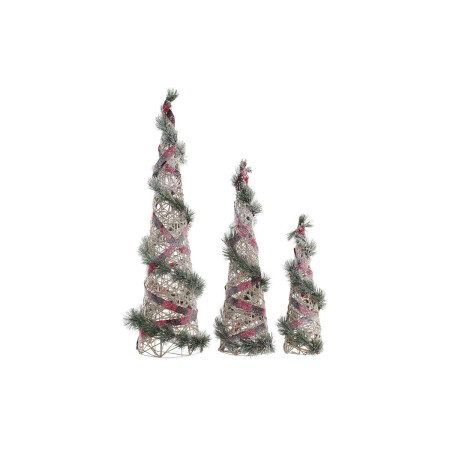 decoration dkd home decor cones noel led rouge vert naturel enneige 20 x 20 x 80 cm 3 pieces