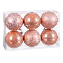 boules de noel beige plastique 8 x 8 x 8 cm 6 unites