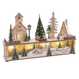 decorations de noel vert naturel bois maisons 45 x 10 x 27 cm