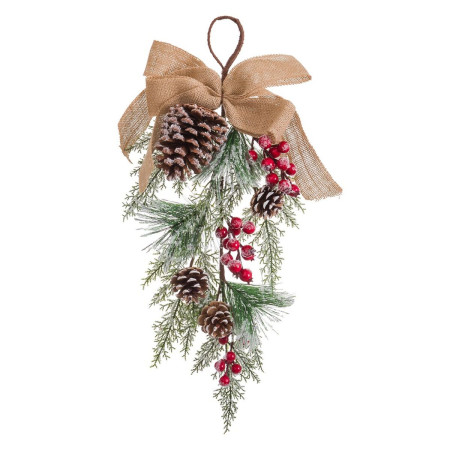 accroches portes noel blanc rouge vert naturel rotin plastique 55 cm