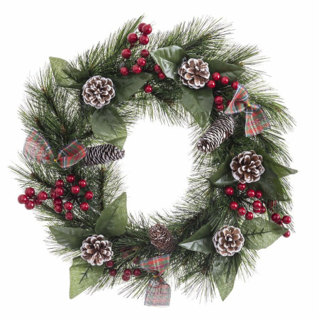 couronne de noel blanc rouge vert naturel pvc 40 cm