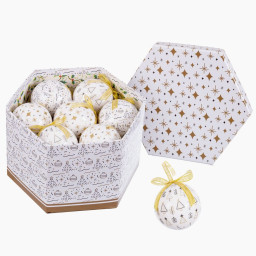 boules de noel blanc dore papier polyfoam 75 x 75 x 75 cm 14 unites