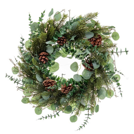 couronne de noel vert naturel plastique 60 cm