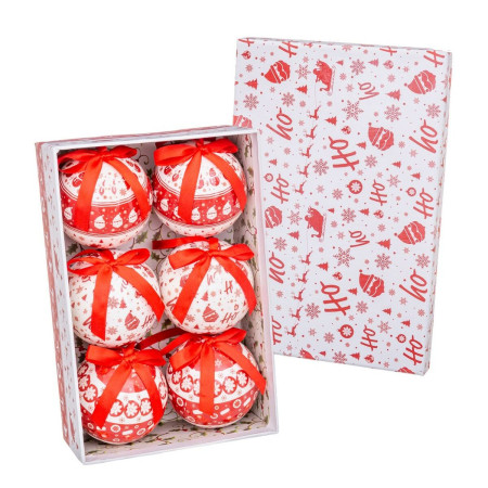 boules de noel ho ho blanc rouge papier polyfoam 75 x 75 x 75 cm 6 unites
