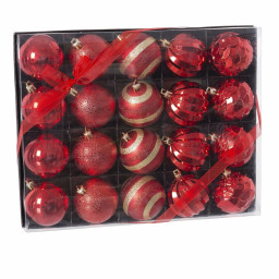 boules de noel rouge plastique 6 x 6 x 6 cm 20 unites