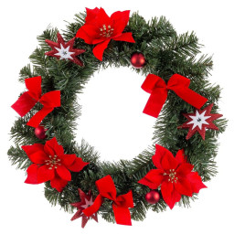 couronne de noel rouge vert plastique 40 cm