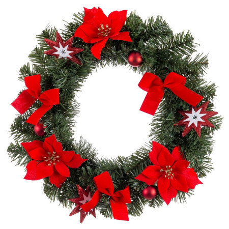 couronne de noel rouge vert plastique 40 cm