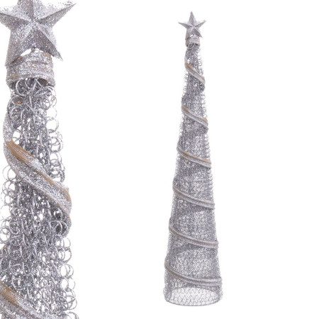 decorations de noel argent metal conique 10 x 10 x 50 cm