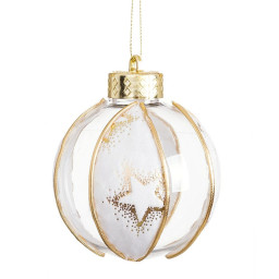 boules de noel blanc transparent dore plastique tissu etoiles 8 x 8 x 8 cm 4 unites