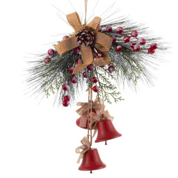 decorations de noel rouge multicouleur metal plastique fibre cloches 36 x 65 x 42 cm