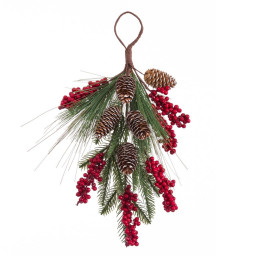 accroches portes noel rouge vert naturel plastique ananas 42 cm